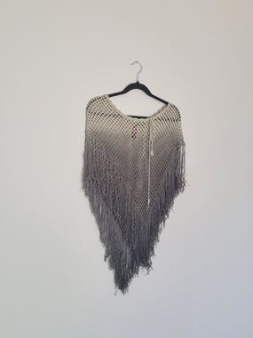 Say What? Ombre Knit Fringe Poncho